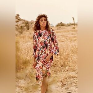 Anthropologie Floral Patchwork Midi Dress size m